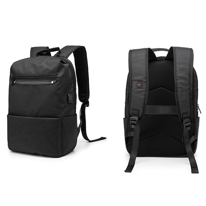 USB Charging Oxford Plaid Backpack Casual Computer Bag - MRSLM