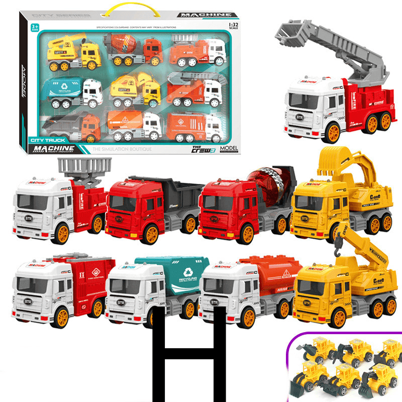 Children'S Car Toy Inertial Crane Excavator Truck Fire Truck Set - MRSLM