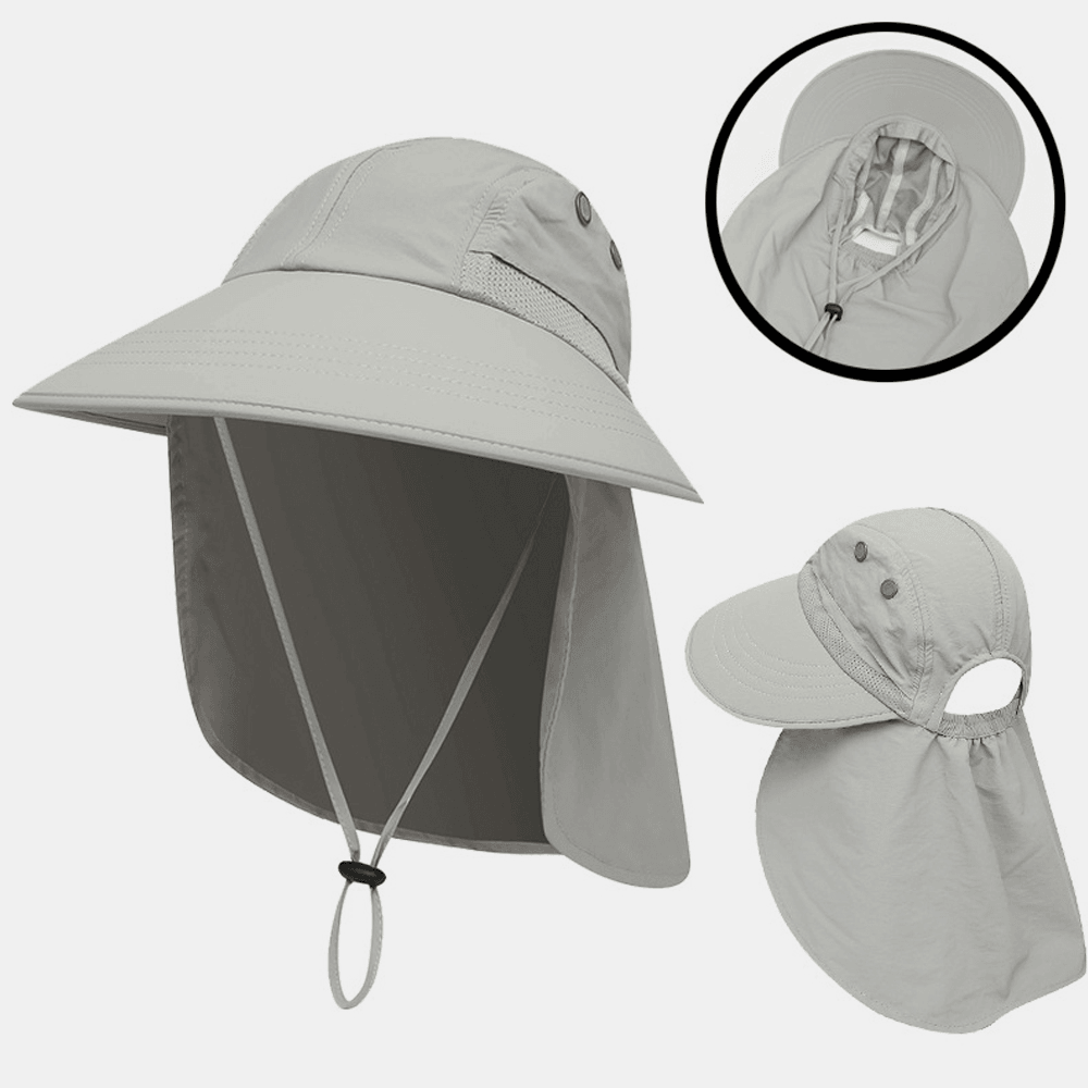 Unisex Nylon Solid Color Adjustable Summer Outdoor Sunshade Fishing Climbing Hat Breathable Bucket Hat - MRSLM