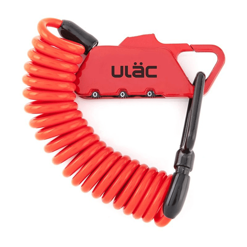 ULAC K2S Bicycle Combo Lock 1.2M Extended Spiral Cable 3 Digits Combination Resettable Light Weight Compact Portable Lock - MRSLM