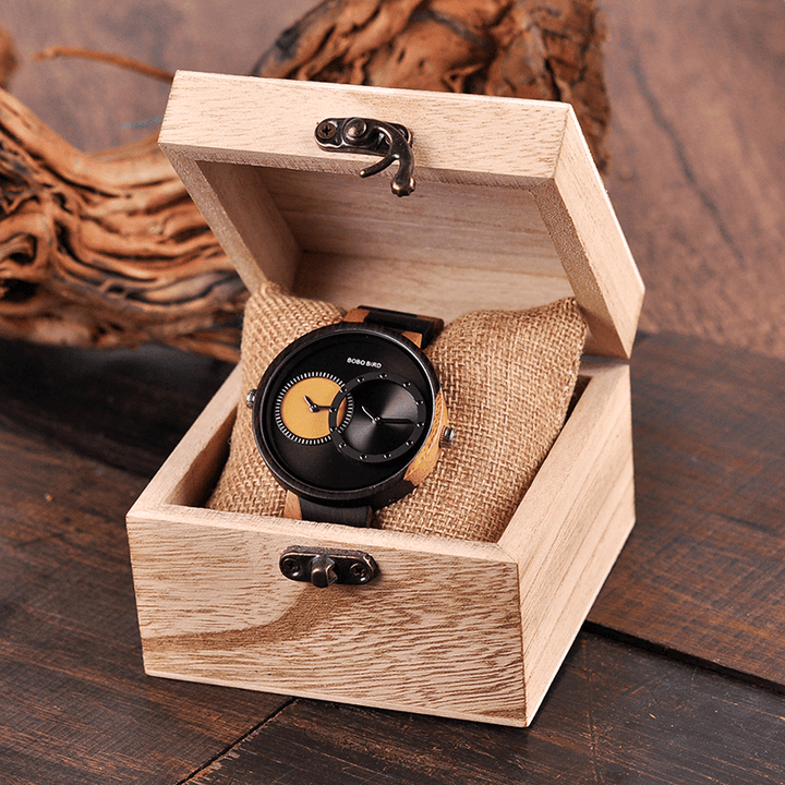 BOBO BIRD W-R10 Two Time Zones Creative Watch Wooden Women Men Quartz Watches - MRSLM