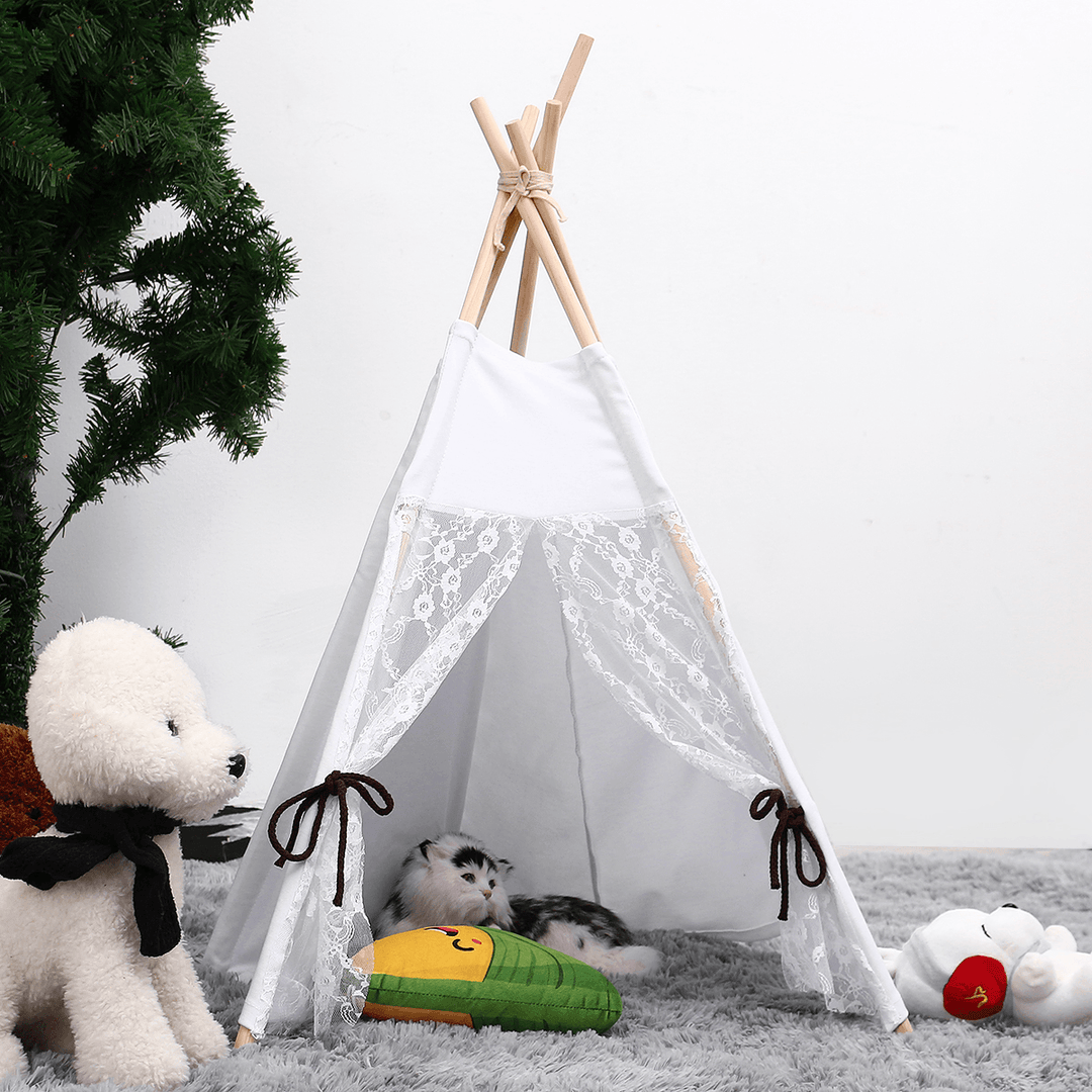 80Cm Large Kids Canvas Portable Teepee Tent Kids Sleeping Playing Photography Photo Props Kids Teepee Tipi House Toddler Children Tipi Tee Tent Gifts - MRSLM