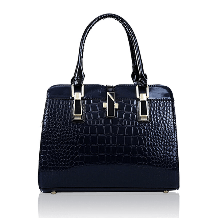 Women Crocodile Pattern Handbags Patent Leather Tote Shoulder Bags Crossbody Bags - MRSLM