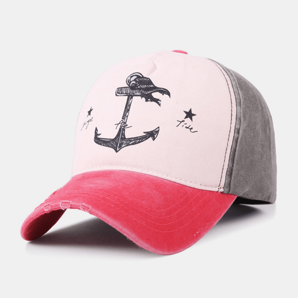 Unisex Make-Old Pirate Ship Anchor Pattern Ivy Cap Outdoor Suncreen Baseball Hats Stretch Fit Cap - MRSLM