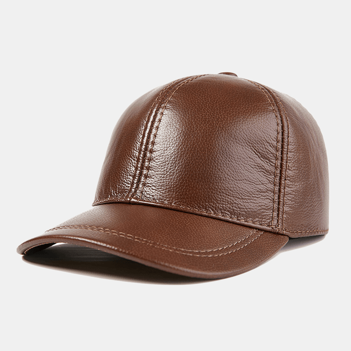 Men'S Genuine Cowhide Leather Hat Outdoor Casual Top Layer Cowhide Baseball Cap - MRSLM