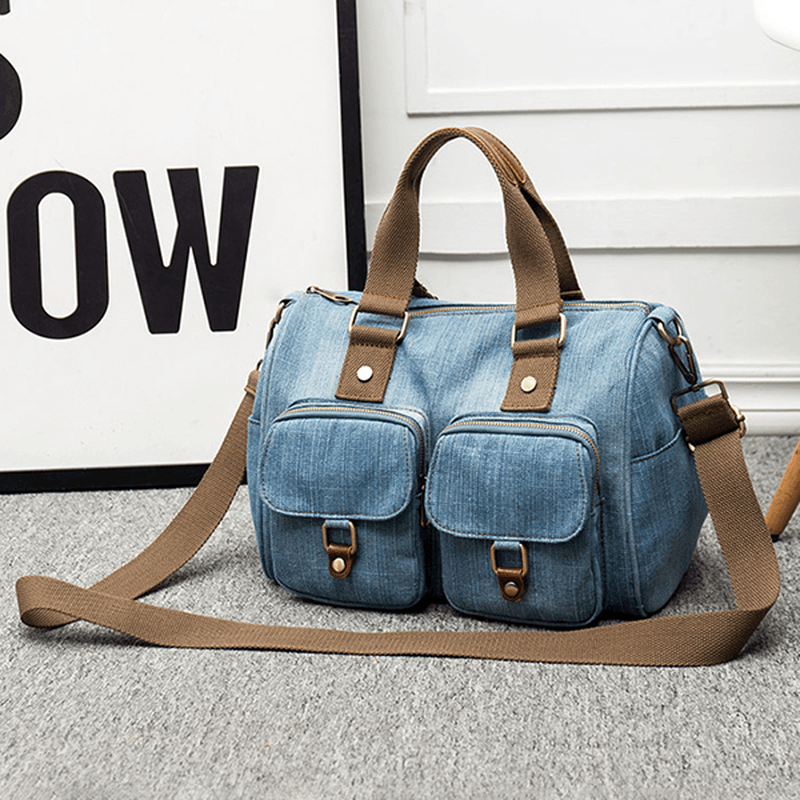 Women Denim Travel Large Capacity Handbag Casual Crossbody Bag - MRSLM