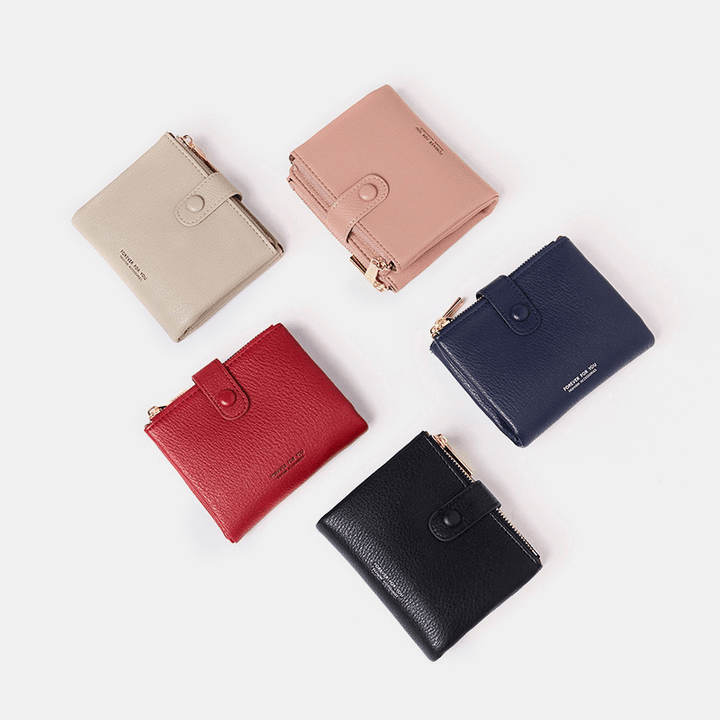 Women PU Leather Multi-Slot Hand Carry Short Wallet Clutch Purse - MRSLM