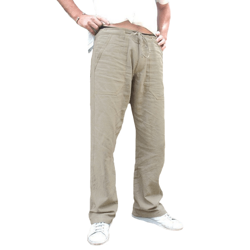 Mens Ethnic Style Cotton Comfy Breathable Straight Leg Pants - MRSLM