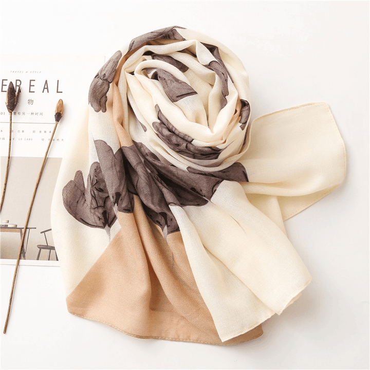 All Match Stitching Floral Long Cotton and Linen Scarf - MRSLM