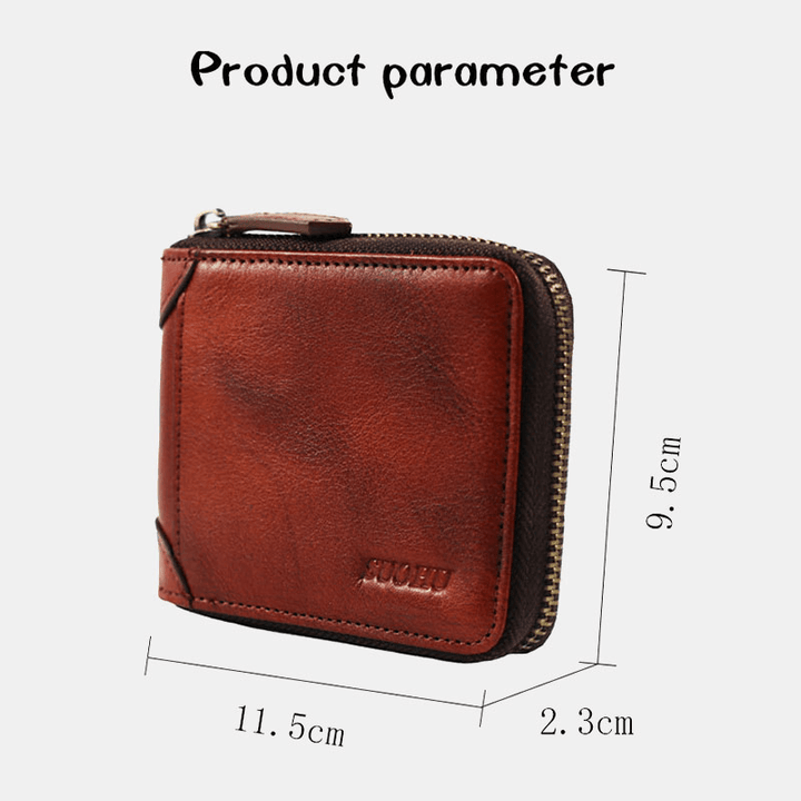 Men Genuine Leather Cowhide Retro Fashion Business Card Holder Wallet - MRSLM