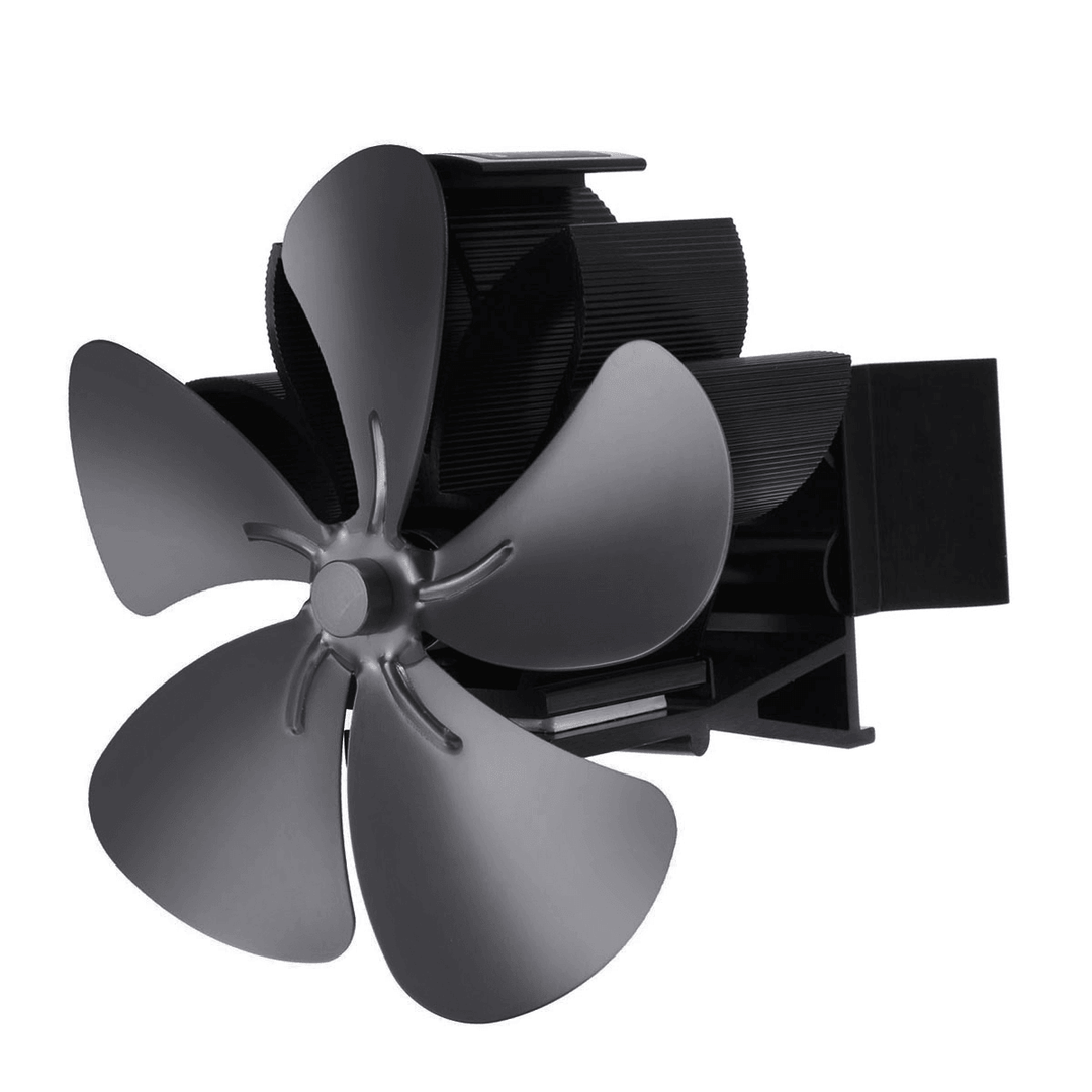 5 Blade Wall Mounted Stove Fan Fireplace Fan Winter Warm Heater Powered Fan 7.1Inch 1500RPM Wood Burner - MRSLM