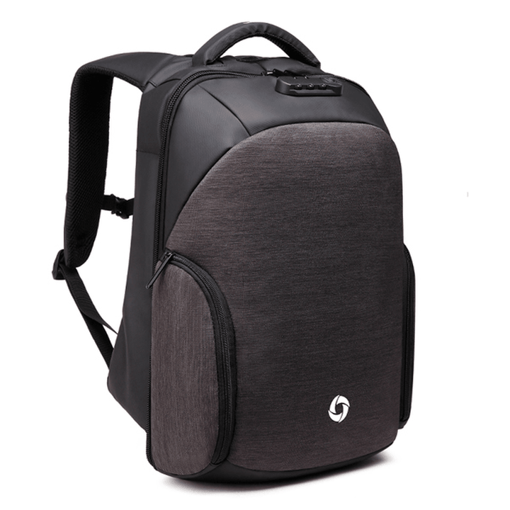 USB Charging Backpack Casual Anti-Theft Computer Bag with Rainproof Cover & Combination Lock - MRSLM