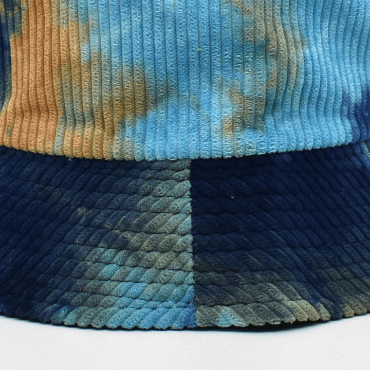 Unsiex Double-Sided Tie-Dye Corduroy and Cotton Warm Soft Outdoor Casual All-Match Bucket Hat - MRSLM