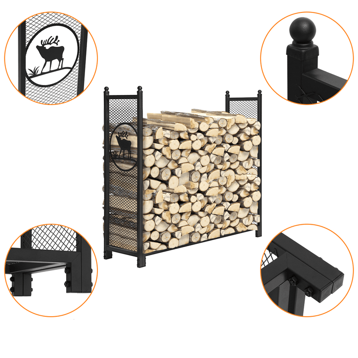 Kingso 4 Inch Duty Steel Firewood Log Wood Storage Rack Fireplace Holder Outdoor Camping Wooden Racks - MRSLM