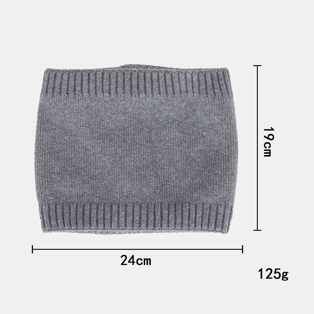 Unisex Thick Striped Iron Label Knitted Hat Scarf Set Autumn Winter plus Velvet Thicken Warm Bib Beanie Hat - MRSLM