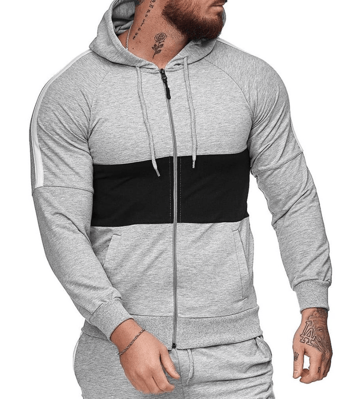 Men'S Slim Sports Cardigan Sweater Color Block Fashion Casual Jacket Tops - MRSLM