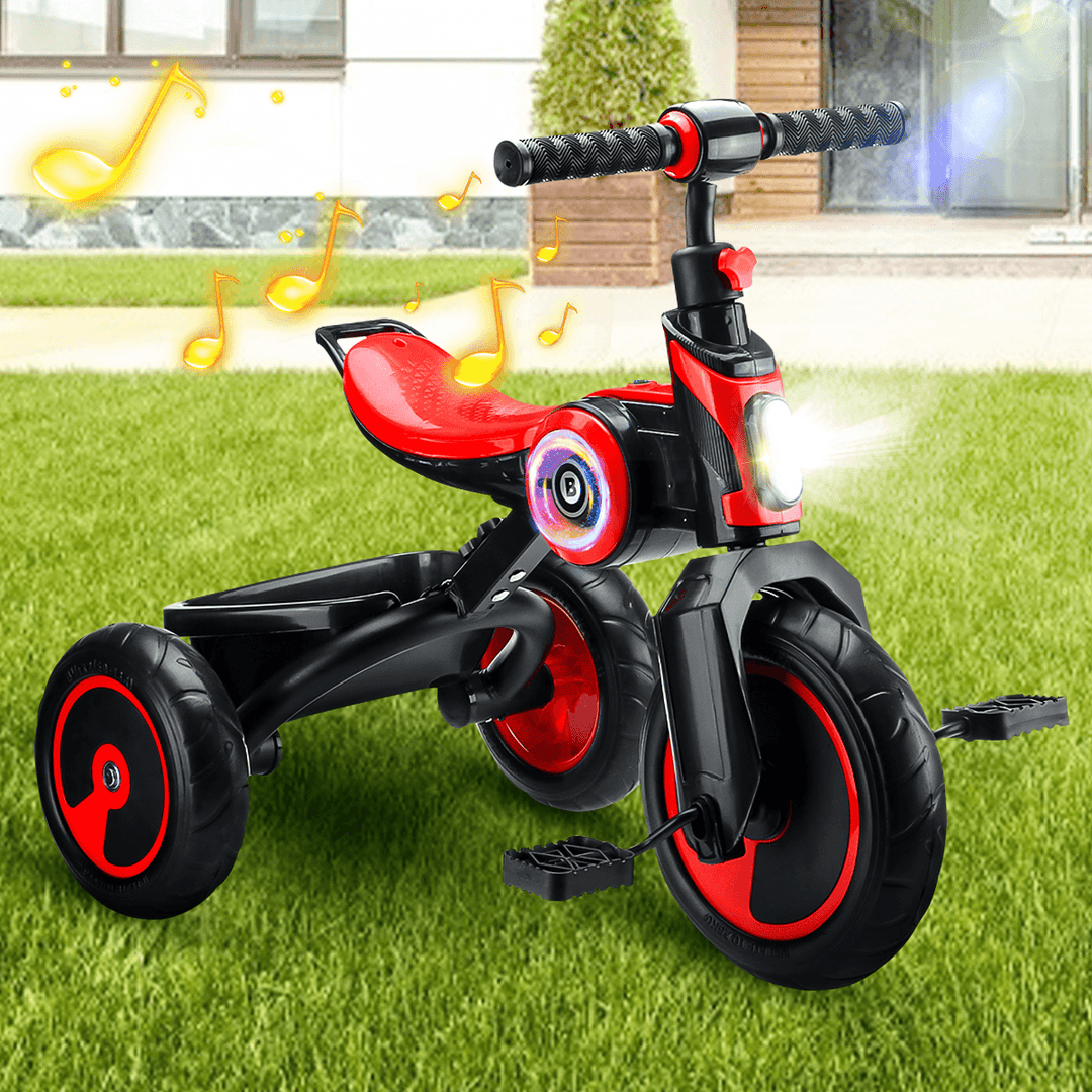 Kids Tricycle Portable Baby Stroller 3 Wheel Bicycle Children Bike with Music Speaker for 2-6 Years Old - MRSLM