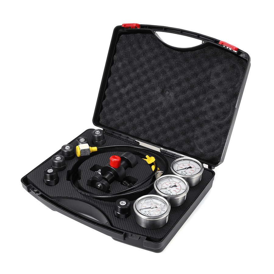 400Bar 6000Psi Pressure Gauges Test Kit Gauge Set Hydraulic Accumulator Nitrogen Charging Fill Gas Valve Five Type Adapter - MRSLM