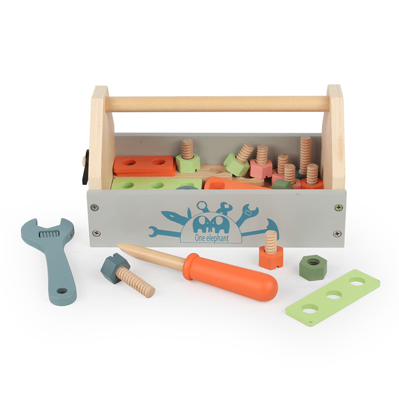 Children'S Simulation Repair Toolbox Set Disassembly Nut Assembling Baby Wooden Early Learning Educational Tool - MRSLM