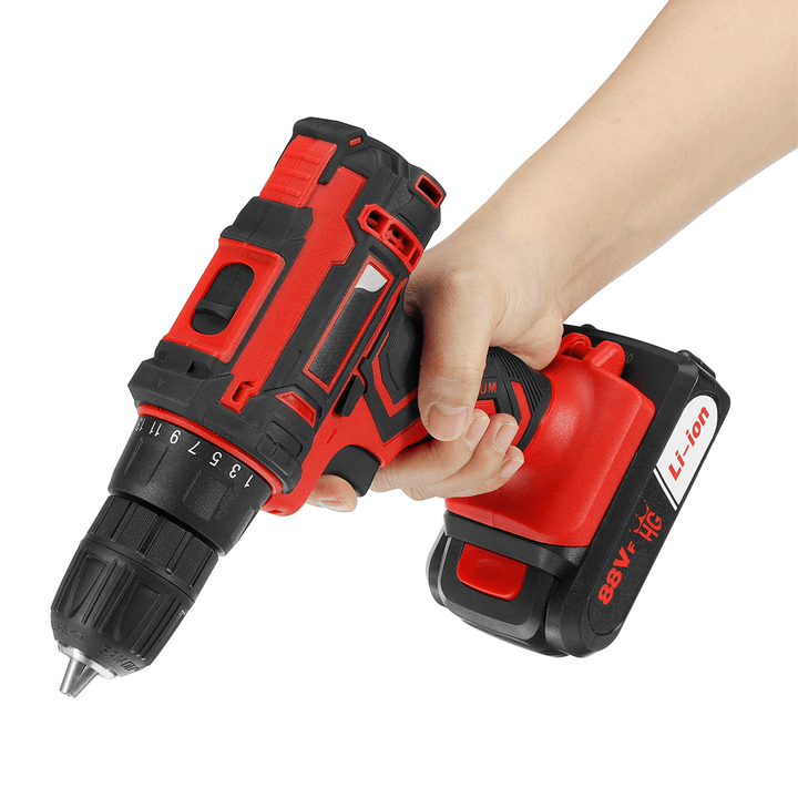 88VF Cordless Electric Drill Driver 25+1 Gears Rechargeable Screwdriver W/ 1/2Pcs Battery & LED Working Light - MRSLM