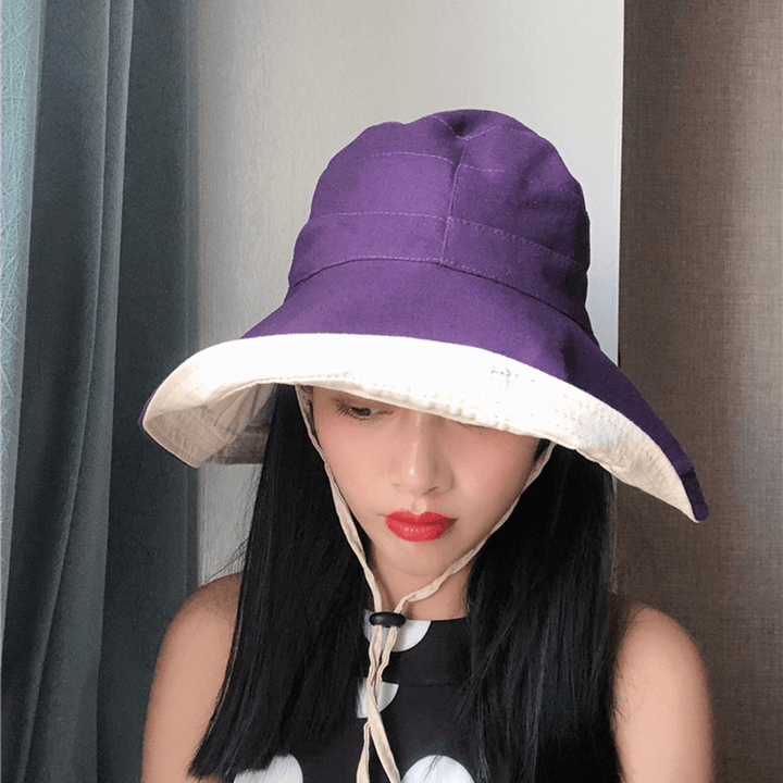 Women Summer Two-Sided Uv Protection Brimmed Floppy Hat - MRSLM