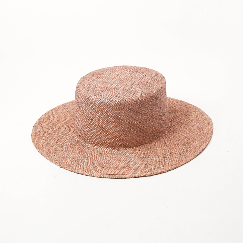 European and American Light Body Dyed Treasure Grass Flat Top Straw Hat - MRSLM