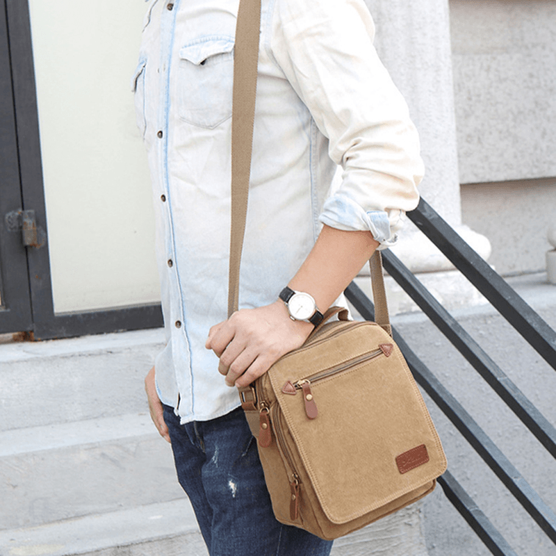 Men Canvas Handbag Ipad Bag Outdoor Crossbody Bag - MRSLM