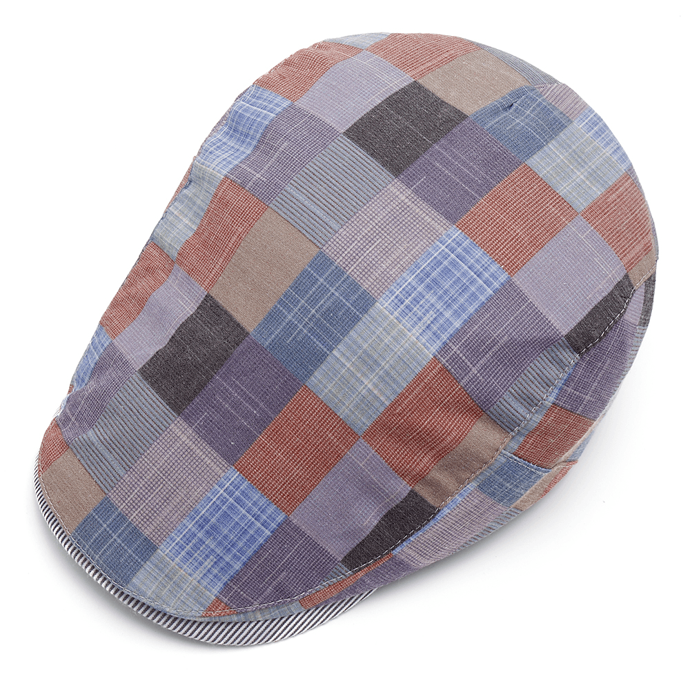 Women Cotton Plaid Flat Beret Caps Classic Outdoor Adjustable Ivy Gatsby Newsboy Cap - MRSLM