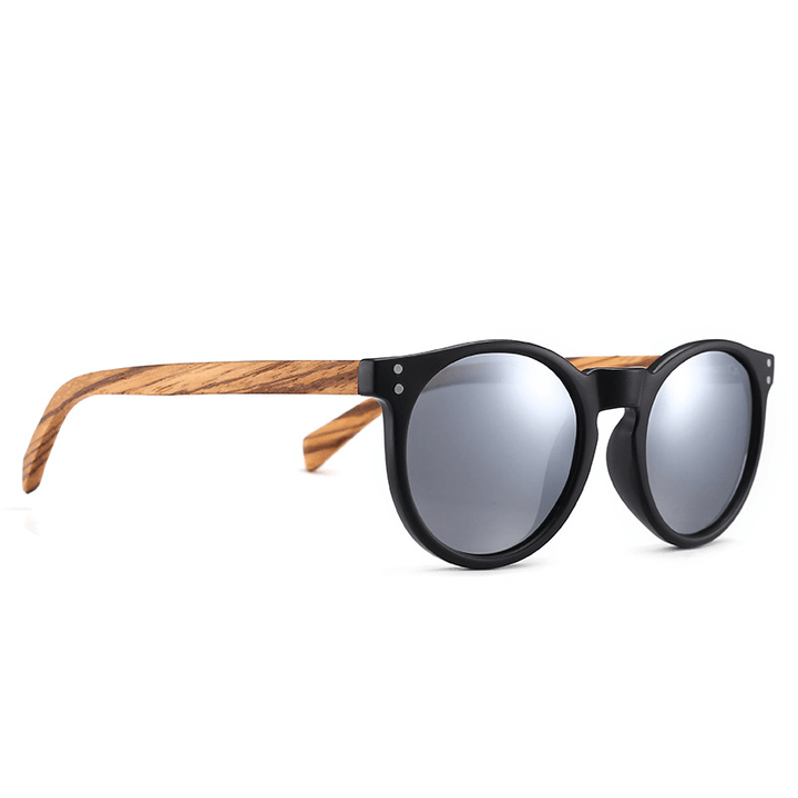 Round Frame Bamboo and Wood Glasses Polarized Sunglasses - MRSLM