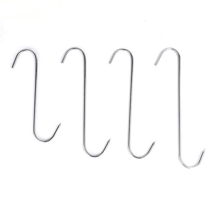 Honana 10Pcs / Lot Stainless Steel round S Shaped Hook Kitchen Beef Chicken BBQ Sticks Needle - MRSLM