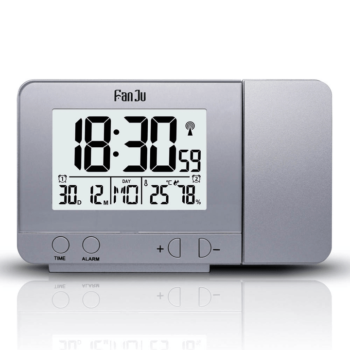 Fanju FJ3531 Projection Alarm Clock USB Charger Snooze Double Alarm Backlight Desk Clock - MRSLM