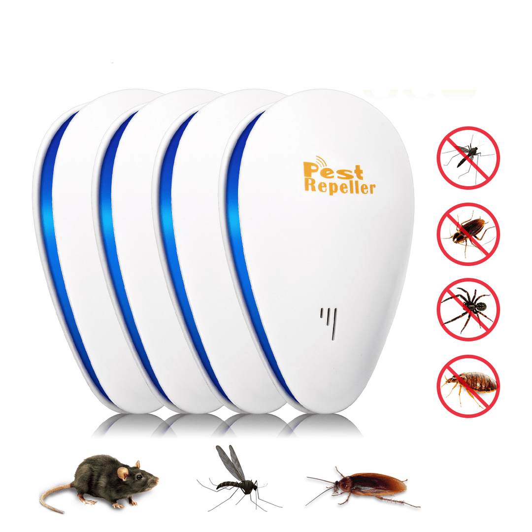 CHARMINER 4PCS Water Droplet-Shaped Ultrasonic Electronic Mosquito Repellent with Plug Frequency Repeller Cockroach Repeller for Home Outdoor - MRSLM