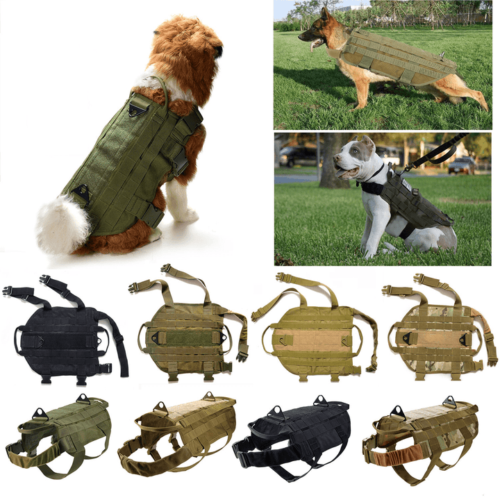 Tactical K9 Dog Military Police Molle Vest Nylon Service Canine Dog Harness XL - MRSLM