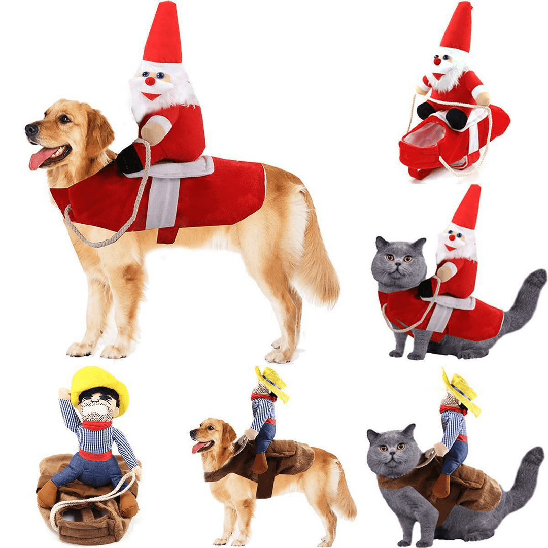 Funny Pet Dog Cat Puppy Costume Halloween Xmas Cowboy Fancy Dress Cute Coat for Dog Cat Pet Clothes - MRSLM