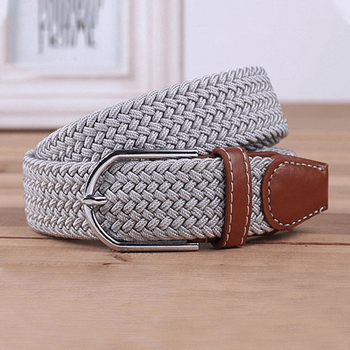 Unisex Nylon Casual Stretch Woven Belt Wild Pin Buckle 107Cm Adjustable Tactical Belt - MRSLM