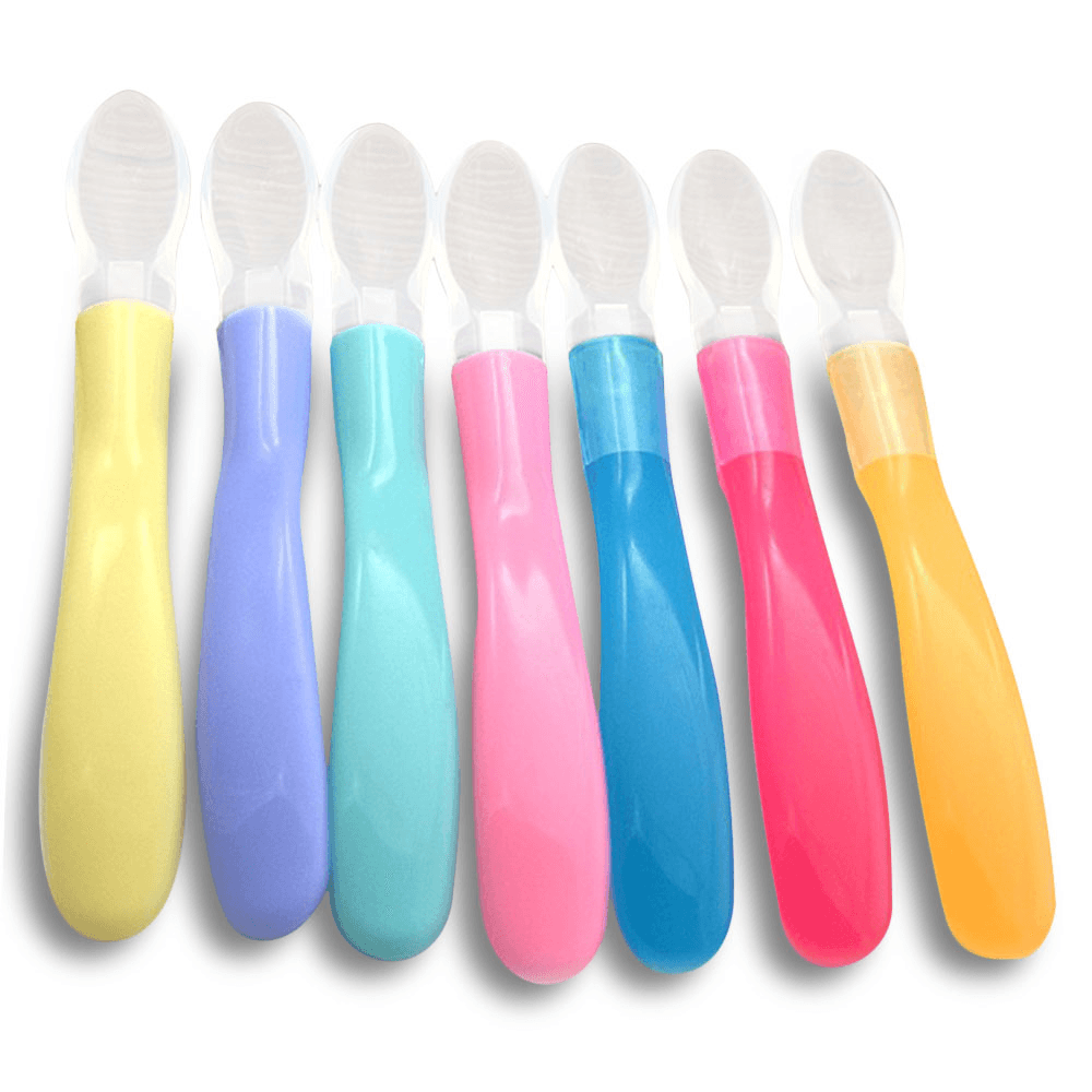 2PCS / Set Baby Silicone Soft Head Feeding Spoon with Storage Box Baby Special Spoon Safe and Non-Toxic with Box - MRSLM