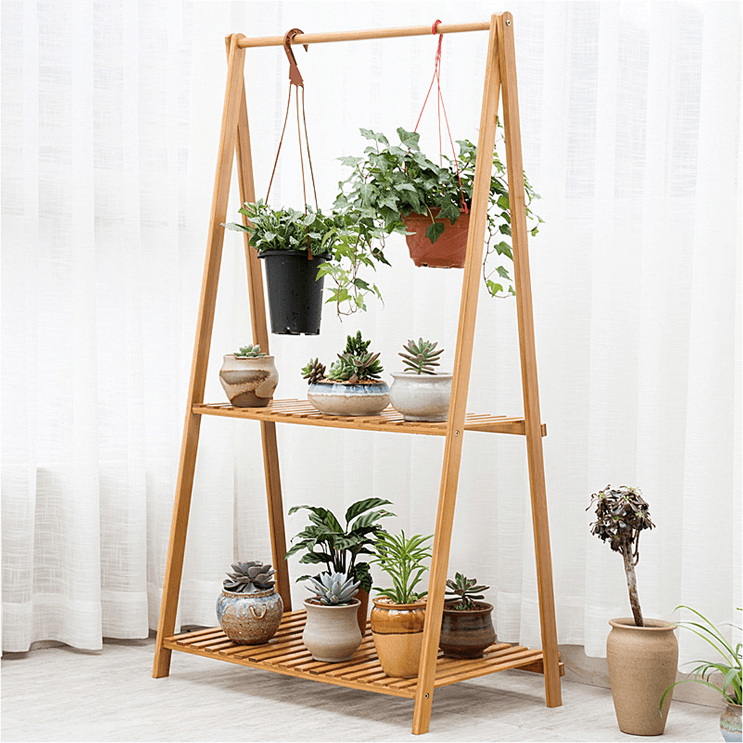 MUMAREN NZXGHJ Wooden Flower Stand Plant Display Balcony Garden Living Decoration 1/2 Layers - MRSLM