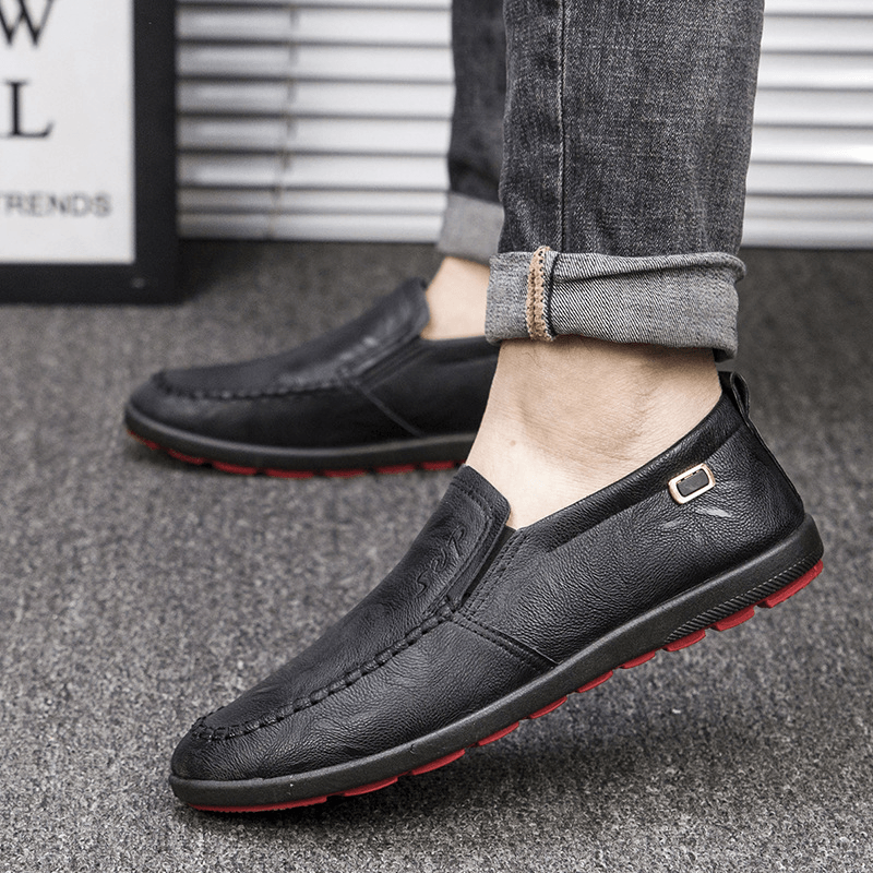 Menico Men Microfiber Leather Breathable Soft Sole Slip on Comfy Business Casual Shoes - MRSLM