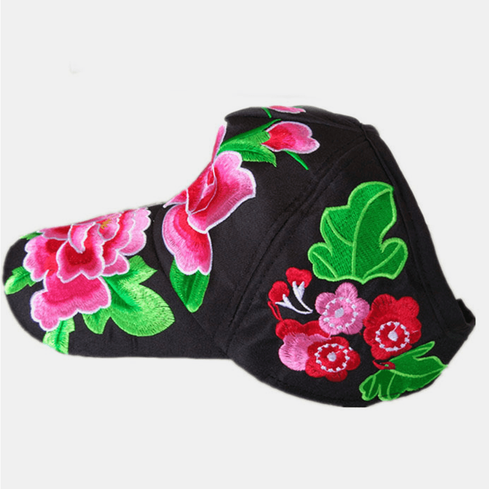 Women Flower Embroidery Sunscreen Sun Hat Duck Hat Baseball Cap - MRSLM