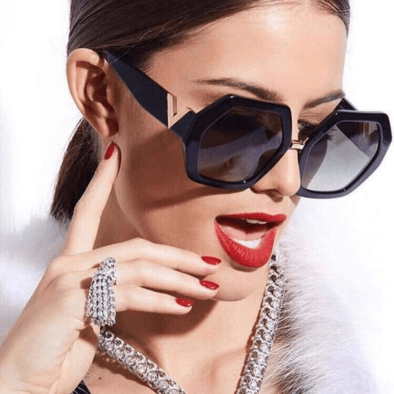 Fashionable Polygonal Wild Slim Big Frame Sunglasses - MRSLM