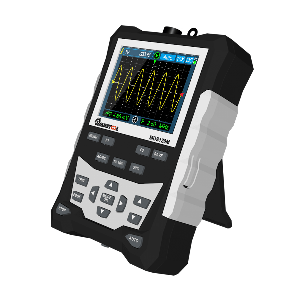 MUSTOOL MDS120M Professional Digital Oscilloscope 120Mhz Analog Bandwidth 500Ms/S Sampling Rate 320X240 LCD Screen Support Waveform Storage with Backlight - MRSLM