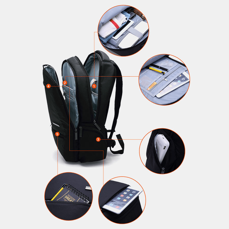 Men Large Capacity Waterproof Light Weight Business Backpack Laptop Bag for Outdoor - MRSLM