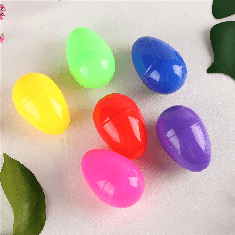 60Pcs Fillable Plastic Easter Egg Hunt Party Supply Pack Assorted Color Plastic Eggs - MRSLM