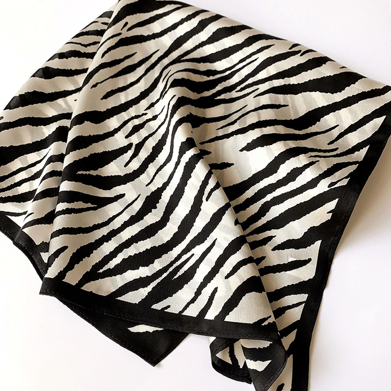 Silk Small Square Scarf Female Striped 53Cm Silkworm Decorative - MRSLM