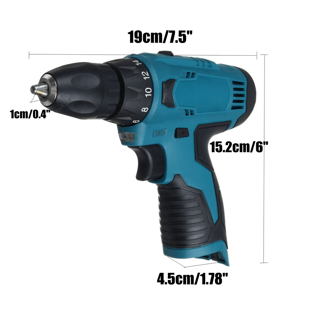 2 Speeds LED Cordless Electric Drill Driver Repair Tools for Bosch 12V Battery - MRSLM