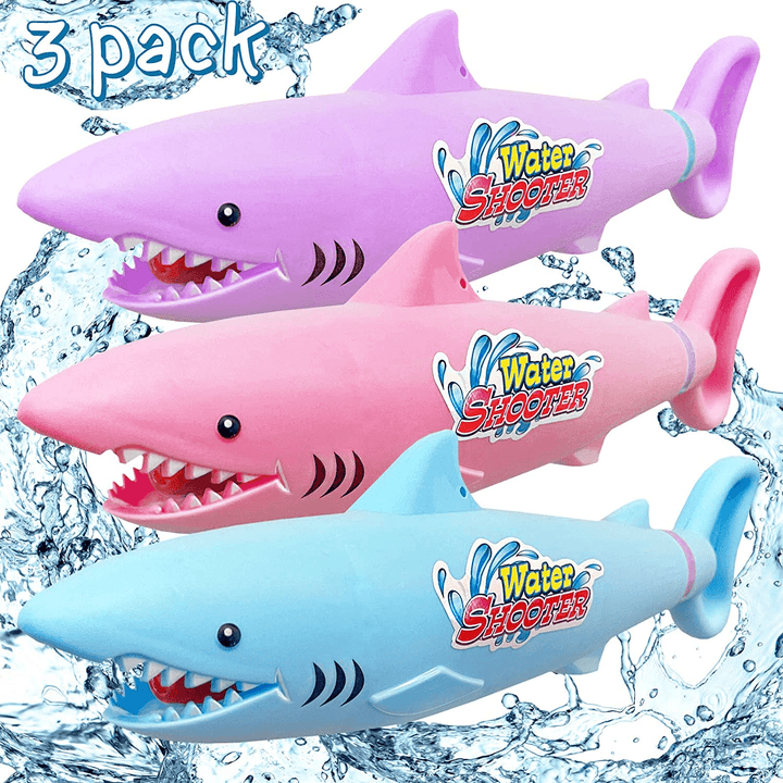 3PC Children'S Toy High-Pressure Drawing Cartoon Shark Beach Rafting Spray Gun - MRSLM