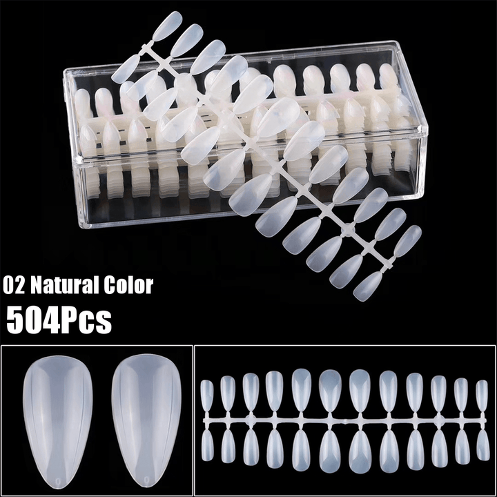 504Pcs Almond Nail Mold Dual-Use Foldable Non-Marking Nail Tips - MRSLM