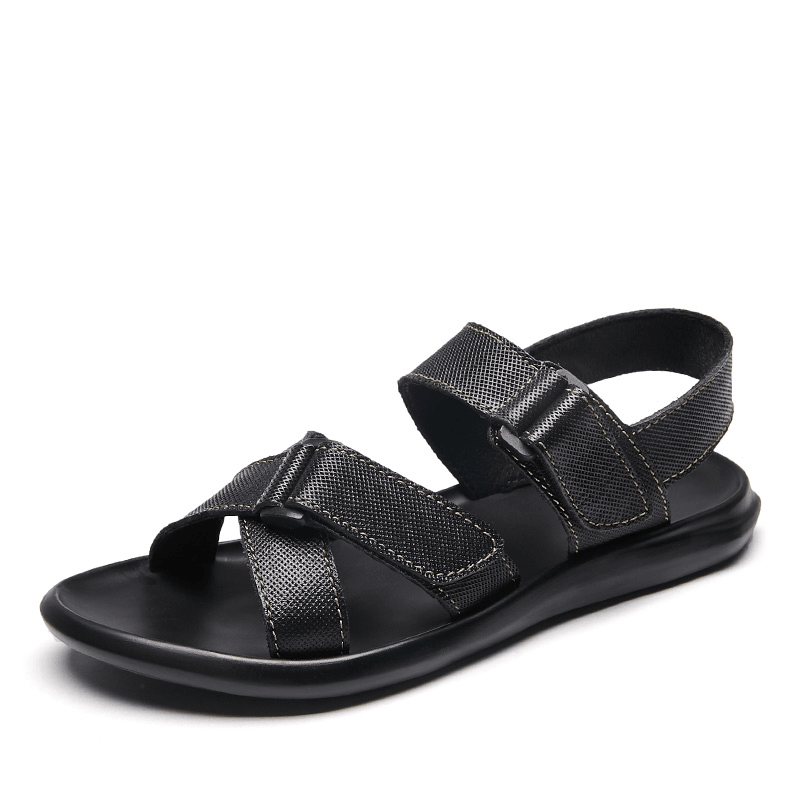 Men Classic Casual Soft Insole Cowhide Beach Sandals - MRSLM