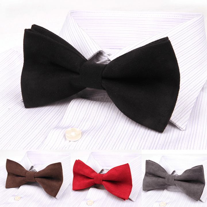 Men Solid Double Layer Formal Suit Corduroy Business Bow Tie - MRSLM