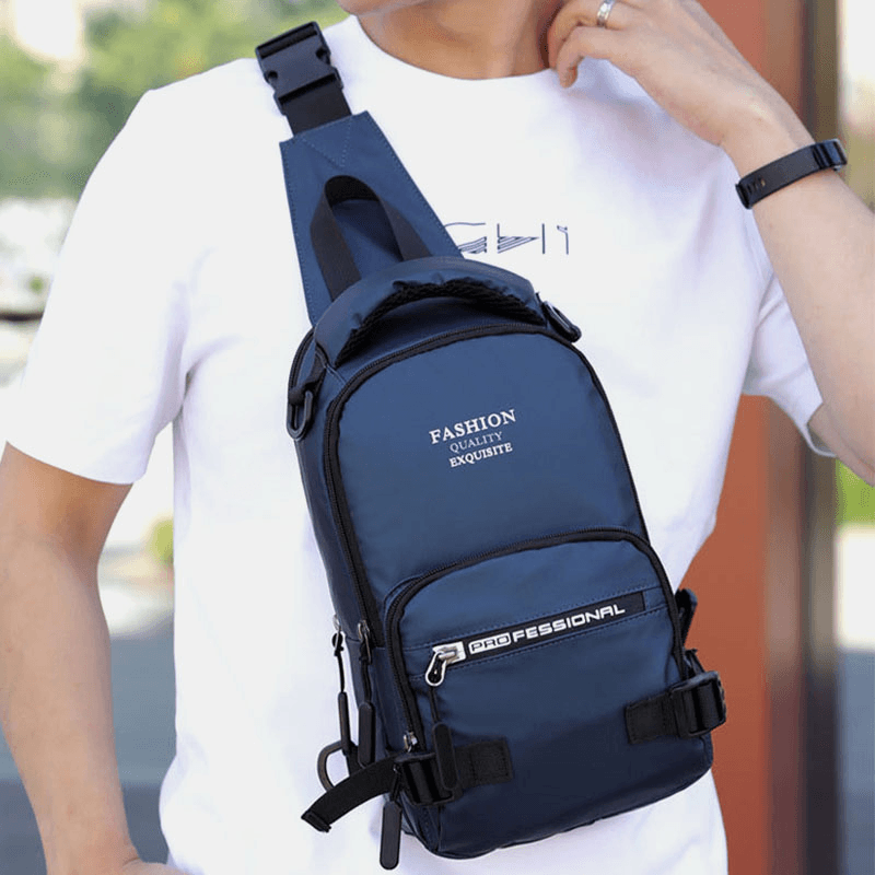 Men Fashion Waterproof Light Weight Sports Chest Bag Backpack with USB Charging Port - MRSLM